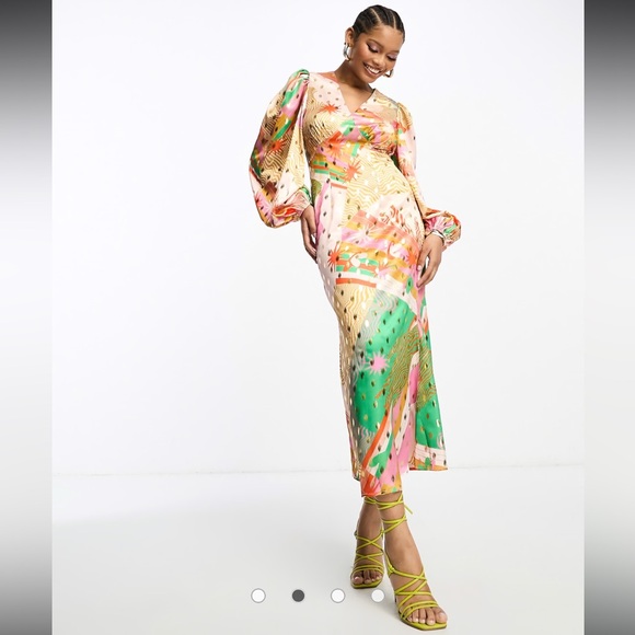 Never Fully Dressed Dresses & Skirts - Never Fully Dressed Women’s 4 BEAUTIFUL Colorful Pink Gold Silky Maxi Dress